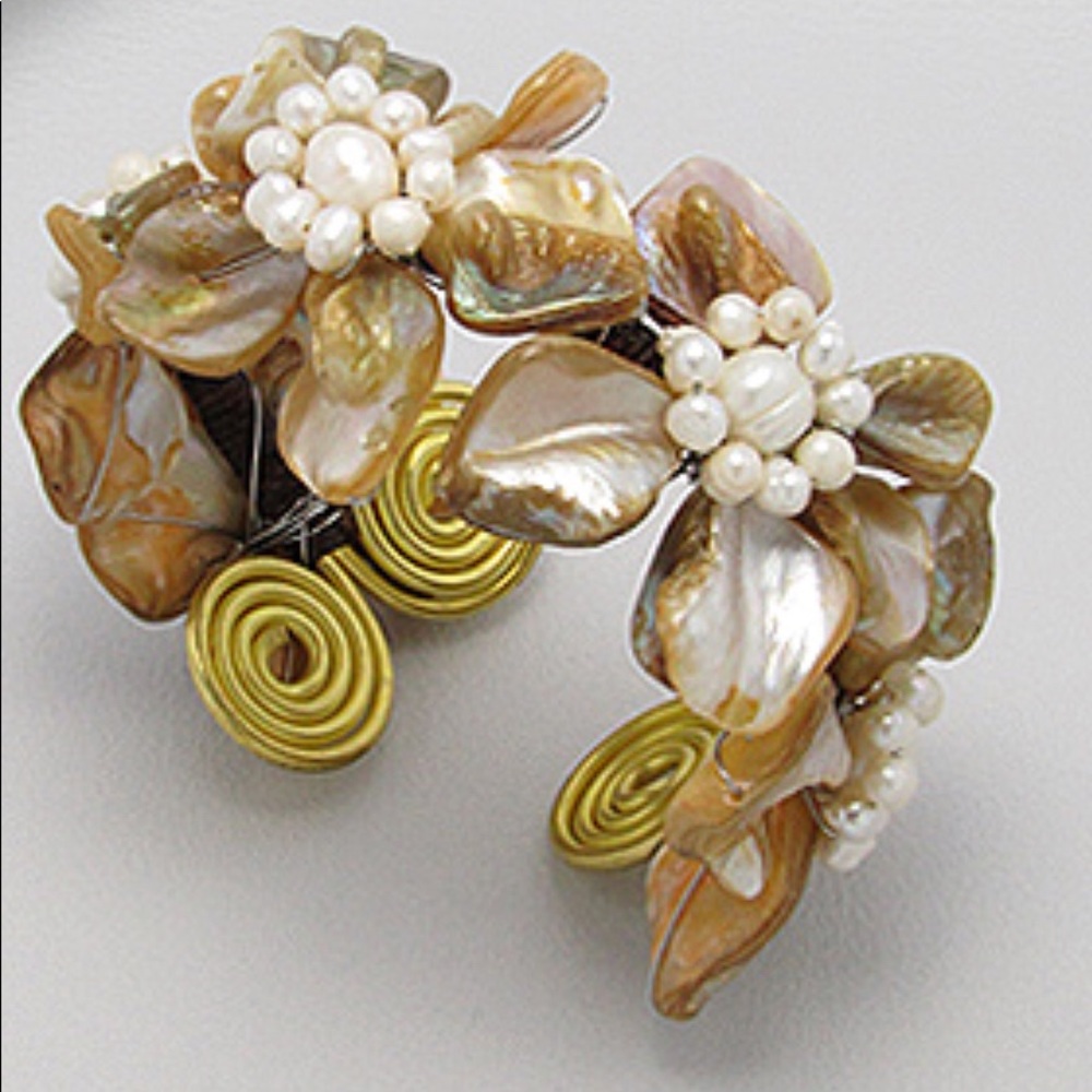 FREE SHIPPING- MOP and freshwater pearl cuff